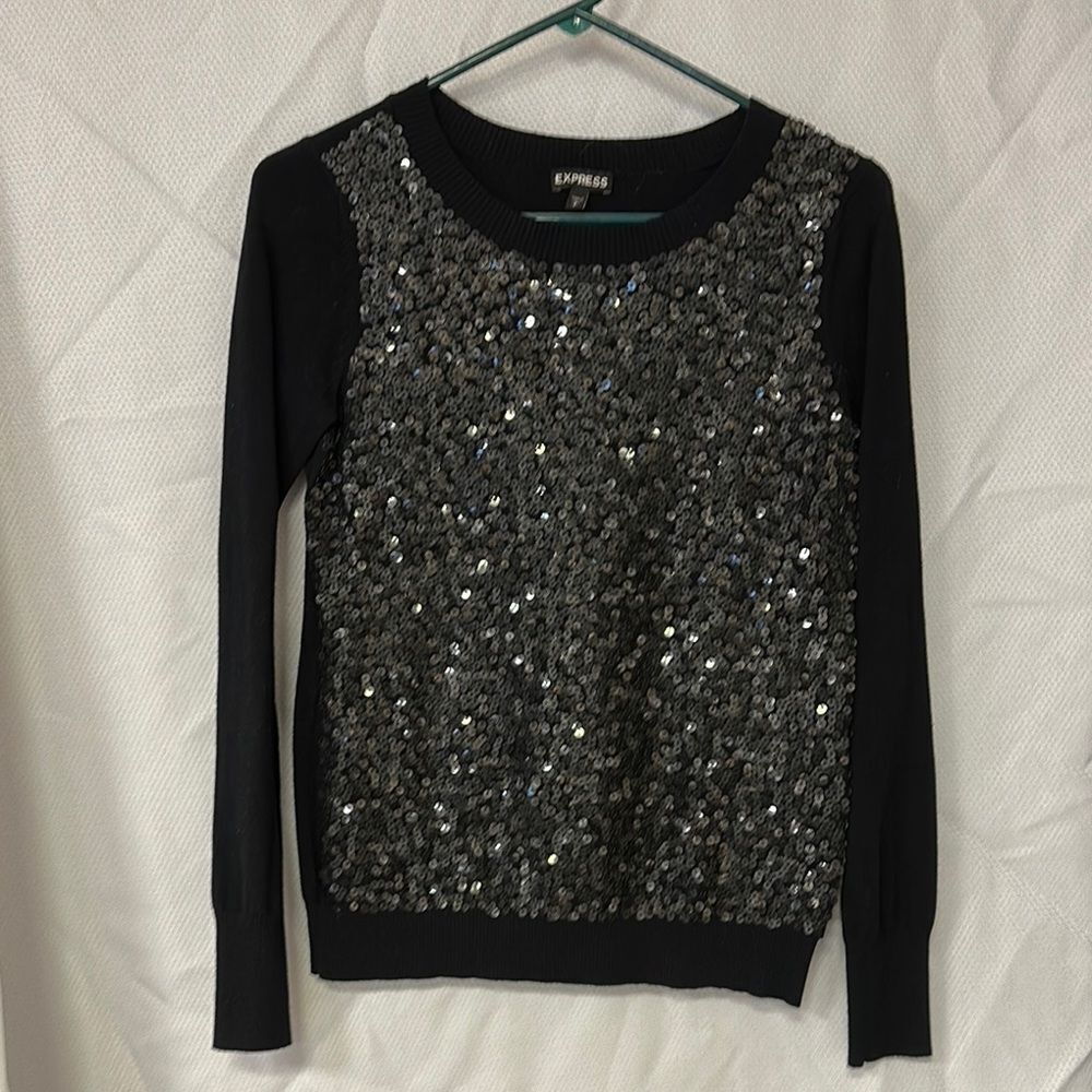 Express Black Sequin Sweater